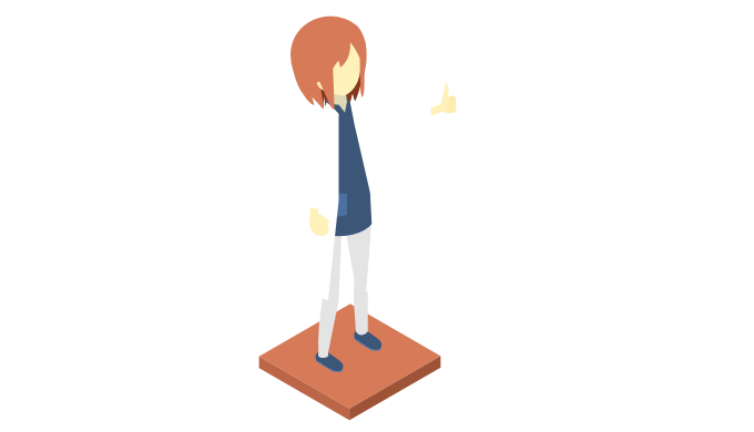 白衣を着た台座の上に立っている人のイラスト 薬学っぽいイラスト